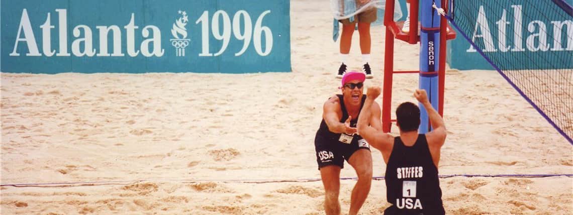 Partita di beach volley durante le olimpiadi di Atlanta del 1996